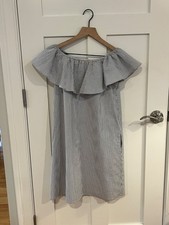 Eliza J Seersucker Blue and White Striped Sundress, Size 4