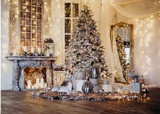 7x5ft Christmas Backdrops Christmas Tree Photography Backdrops Fireplace Decor