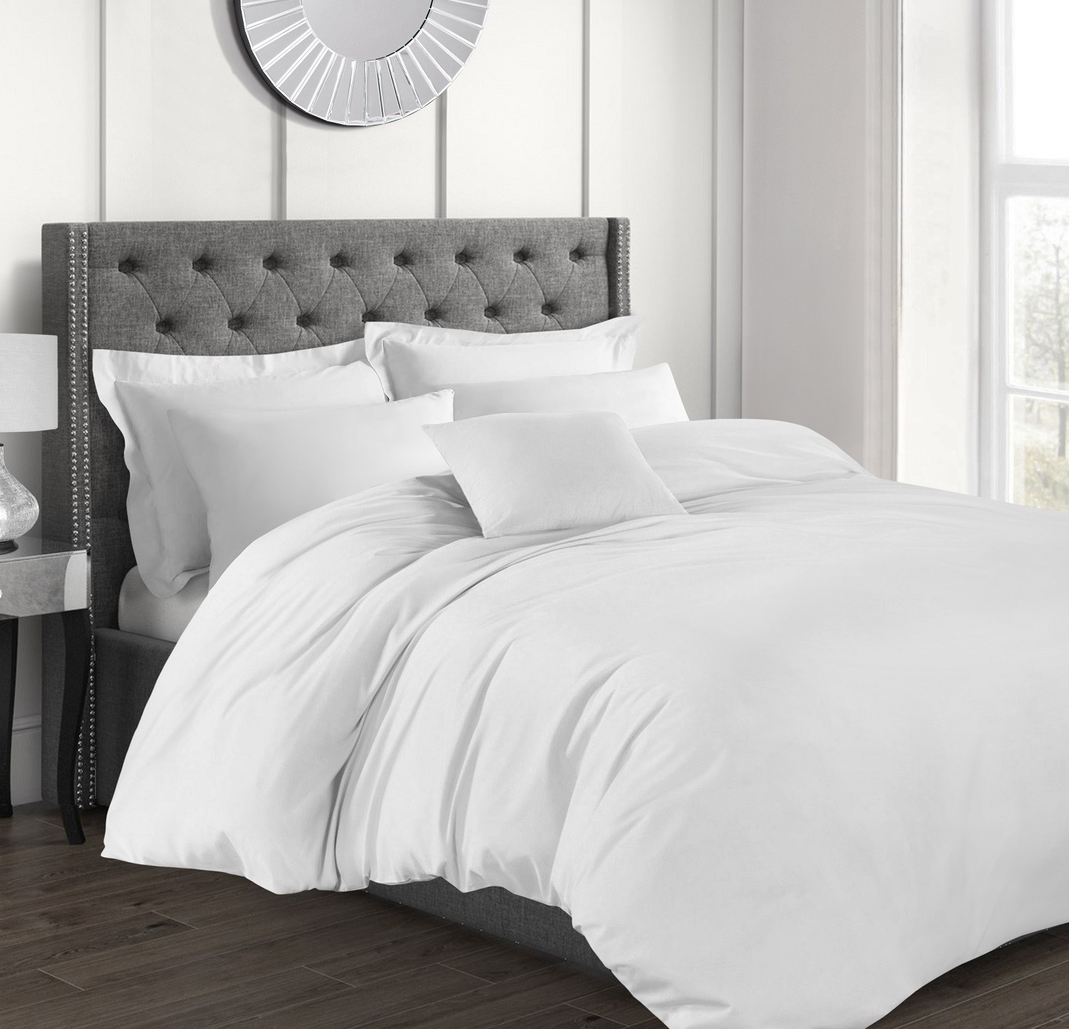 200TC Hotel Quality Duvet Cover 100% Cotton Plain Quilt Bedding Set Double White