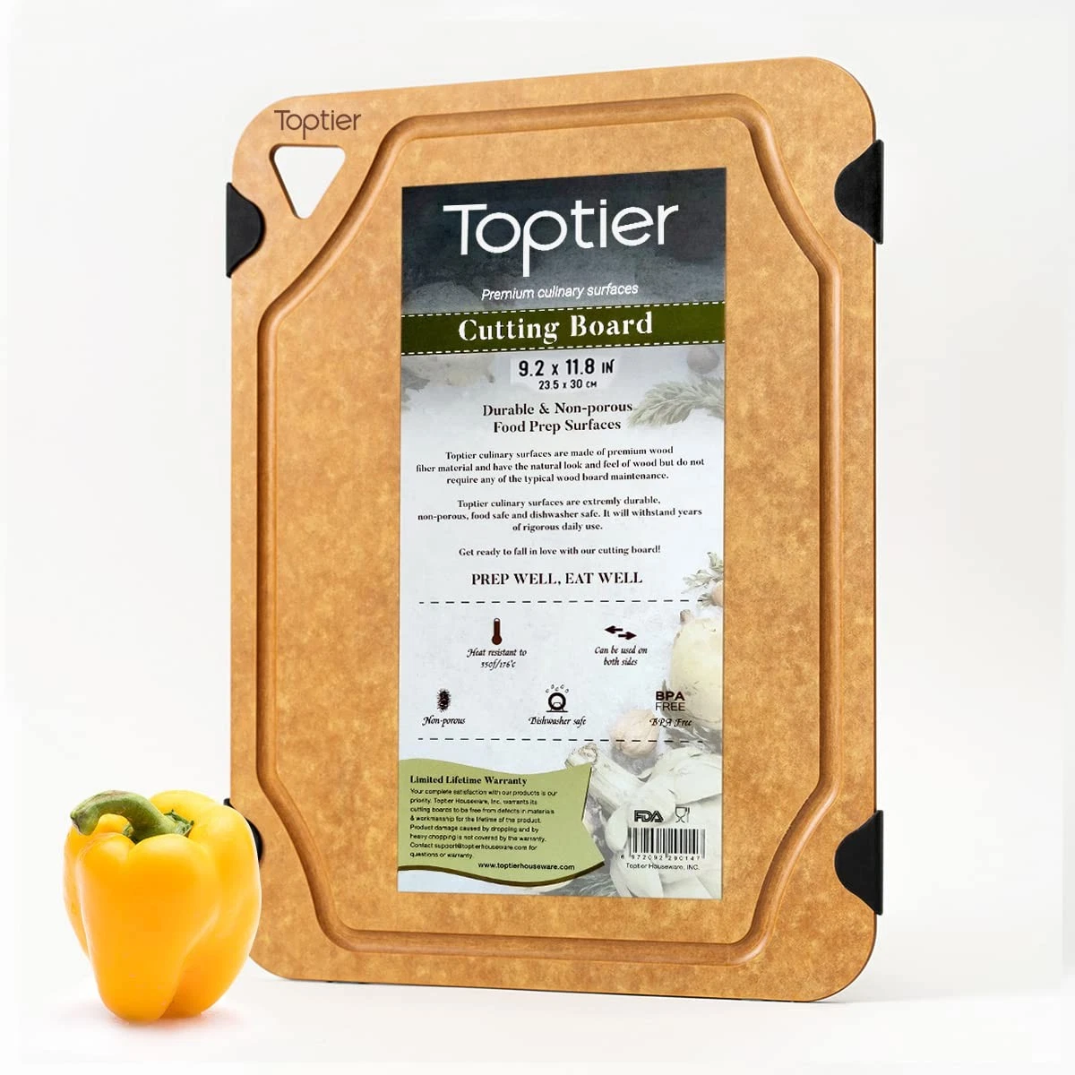 Cutting Board for Kitchen Dishwasher Safe, , Wood, Fiber , Eco-Friendly, Non-...