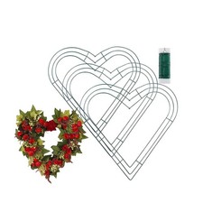 3pcs Metal Wire Wreath Frame Form Hanger with Green Flexible Paddle Wire for ...