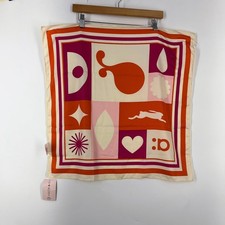 Bufanda para el cabello estampada Amika naranja rosa geométrica retro abstracta bufanda cuadrada