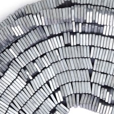 4mm matte hematite heishi square beads 16" strand silver