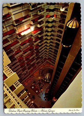 Postcard 1970s Hyatt Regency Atlanta GA Interior Atrium Hotel View