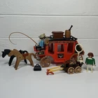 Vintage Playmobil Classic Western Stagecoach Wagon #3245 Horses