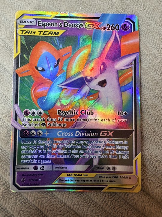 Espeon & Deoxys GX 72/236 Sm-Unified Minds Holo