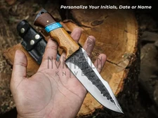 Hand Forged Carbon Steel Slatra Knife, Razor Sharp Blade With Stone On Handle.