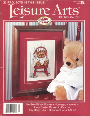 Leisure Arts Magazine Apr 1996 Crochet Easter Basket Layette Homespun Wreaths 