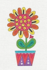 Orange Daisy handpainted Needlepoint Canvas & STITCH GUIDE by Mary Engelbreit