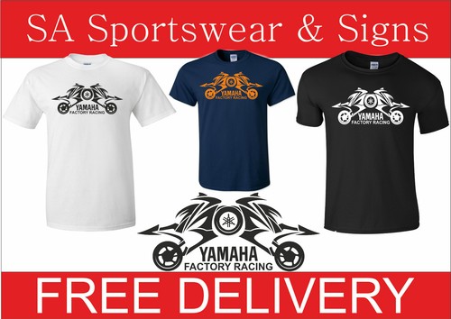 GILDAN YAMAHA MOTORBIKE RACING FACTORY CUSTOM MOTORRAD T-SHIRT GRÖSSEN S - XXL - Bild 1 von 2