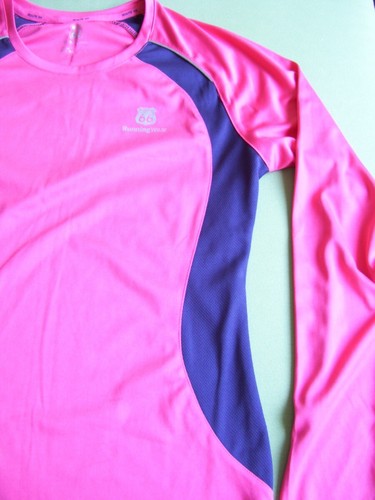 Route 66 Damen Laufshirt Gr.L Rosa Blau Mesheinsatz Reflektierend Jogging Sports - Bild 5 von 9