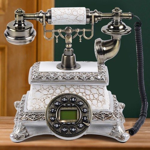 Teléfono antiguo retro vintage con cable con mango ergonómico, llave de marcación grande - Imagen 2 de 7