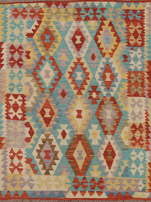 Flatweave Reversible Tribal Kilim Kelim Rugs Handwoven Wool Carpets 5x6 ft