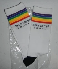 Deep Eddy Vodka Liquor Advertising Logo Rainbow Pride Pair of Crew Socks