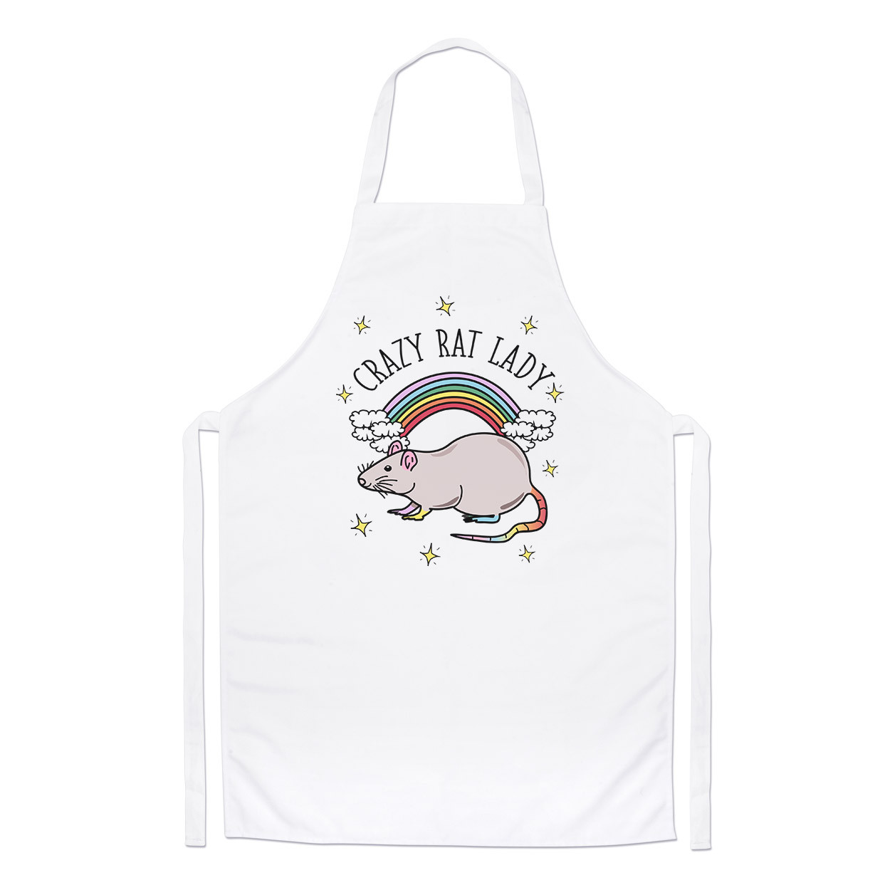 Rainbow Crazy Rat Lady Chefs Apron - Funny Cooking