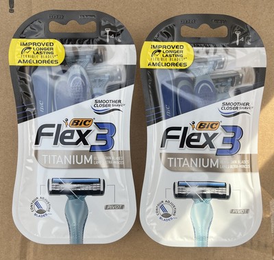 Bic Flex 3 Titanium Mens Disposable 3 Razors Ultra Thin Blades NEW