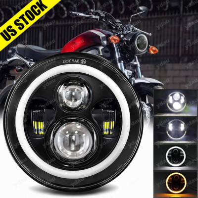 5.75'' 5-3/4'' Round LED Projector Headlight For Honda VTX1300 C R S VTX1800F3