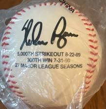 1993 Nolan Ryan Commemorative baseball,5000 S/Os, 27 Seasons,300 wins New inwrap