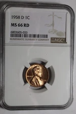 1958 D Lincoln Wheat Cent NGC MS66 RD