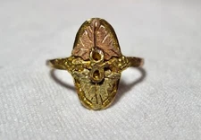 Vintage 10K Black Hills Gold Tri Color Leaves Ring Size 6 1/4 K2058