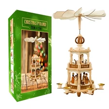 German Style Christmas Pyramid Carousel Nativity Windmill Scene- 17.5 in
