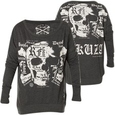 YAKUZA Damen Pullover Skull Script Longsleeve GLSB-11137 Black