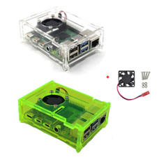 Raspberry Pi 4 Model B Clear/Green Acrylic Case Enclosure Box Cooling Fan US