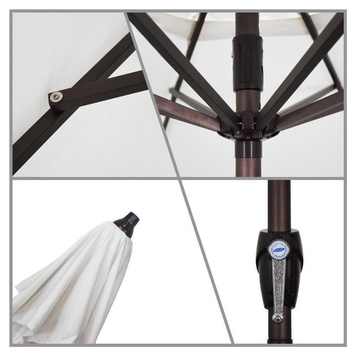 9 ft. Bronze Aluminum Pole Market Aluminum Ribs Auto-Tilt Crank Lift Umbrella in - Picture 7 of 7