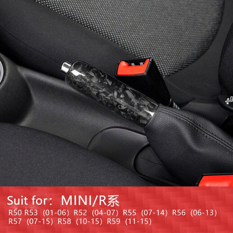 Funda de freno de mano de coche de fibra de carbono forjada real para BMW Mini R52 R55 R56 R57 Foto 2 de 4