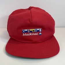 Vintage Mackinac sailing Snapback Hat Cap Michigan MI 80s 90s Made in USA rare