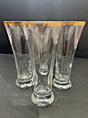 Circleware  Classique Pilsner Glasses Gold Encrusted  Crystal   Of 4