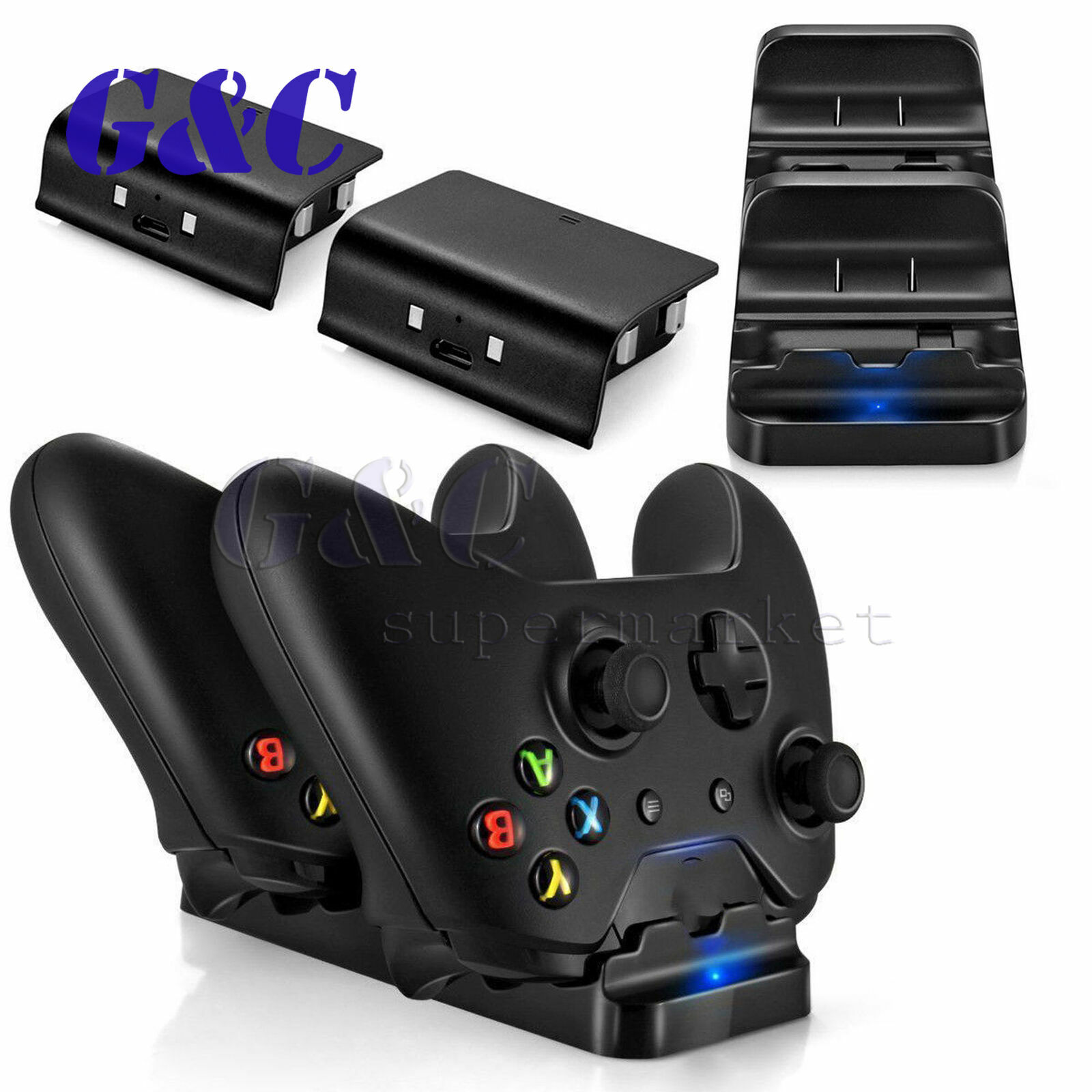 Xbox One Wireless Controller Dual Charging Station with 2 Batteries-image