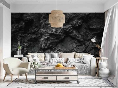 3D Black Rock Wall Texture Self-adhesive Removable Wallpaper Murals Wall 29