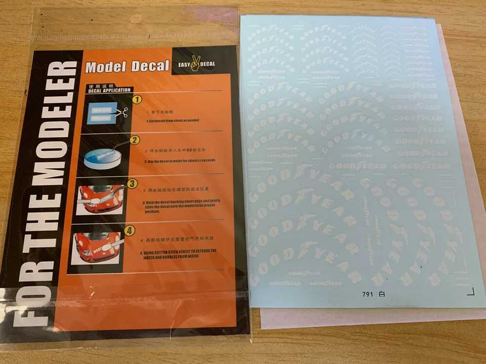 Calcomanías modelo Goodyear buen año blanco 791 escala 1/12 1/18 1/20 1/24 1/43 Foto 2 de 3