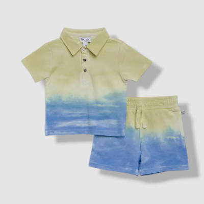 Splendid Baby Boy's Yellow Blue Lime Pop Short Sleeve & Shorts Set Size 6-12M