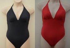 M S COLLECTION Halterneck Plunge Black or Red Sunsmart Swimsuit UK 16 18 22 24