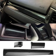 Gloss Carbon Fiber Print Co-pilot Front Dash Trim Cover Kit Fits 16-21 Civic
