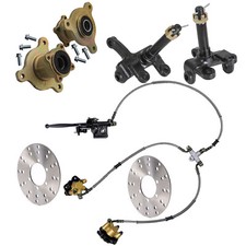 ATV Go Kart Quad Front Knuckle Spindle Wheel Hub Twin Brake Caliper Rotor 110cc
