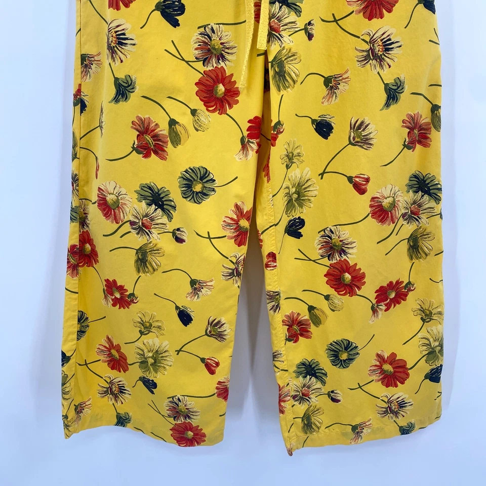 Bolsillos recortados de pierna ancha de algodón floral amarillo vintage años 90 talla 10 Bloomcore EE. UU. Foto 3 de 4