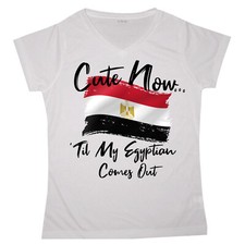 Cute Now... 'Til My Egyptian Comes Out Ladies Egypt Flag V-neck T-shirt