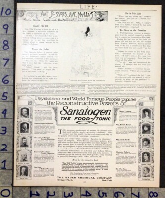 1910 SANATOGEN FOOD TONIC NERVE MEDICAL PHYSICIAN DOCTOR BAUER CHEMICAL AD FDA02