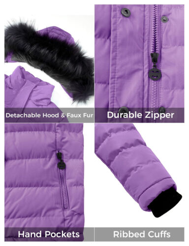 ZSHOW Girls' Puffer Jacket Soft Fleece Lined Warm Winter Coat with Fur Hood - Picture 12 of 78