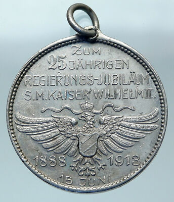 1913 GERMANY Emperor WILHELM II 25 Year Reign OLD Antique Aluminum