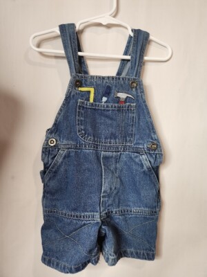 Boys Blue Denim Bib Jean Overalls Toddler Size 18M Months Tools Workshop