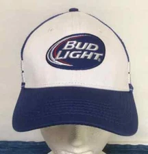 Bud Light Beer Hat FREE SHIP Cap Blue White Stripe Mesh Snapback 799A