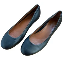 Vionic Hannah Orthaheel Black Leather Metallic Accent Women's Flats Size 8