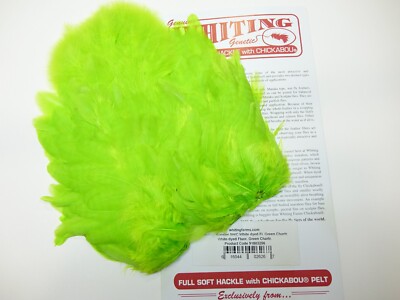 Whiting Softhackle & Chickabou  White dyed Fluor. Green Chartreuse BRILLANT!
