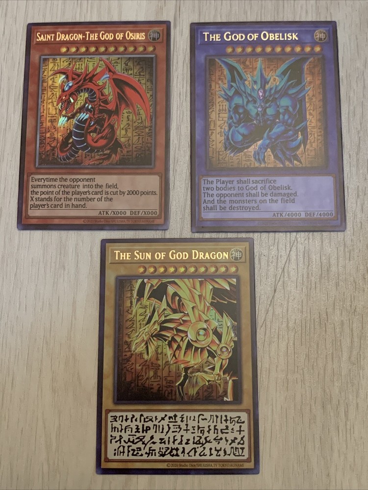 Egyptian God Cards Slifer Obelisk Ra Dragon ACG Waifu Card Holo Anime Yugioh Set