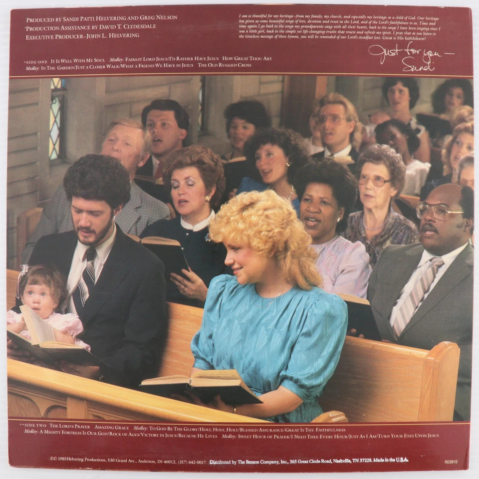 Sandi Patti – Hymns Just For You - 1985 Religious Gospel LP Vinyl Record RO3910 - Image 2 of 4