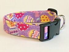 EASTER EGGS ON PURPLE PRINT Dog collar  (you choose the size)
